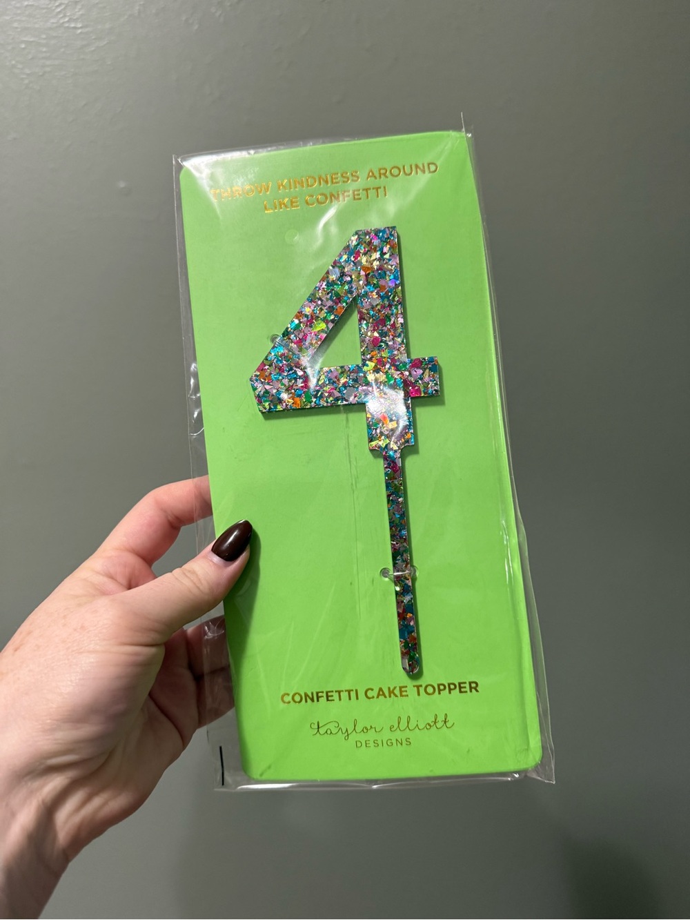Taylor Elliott Confetti Number 4 Cake Topper - Multicolor Glitter